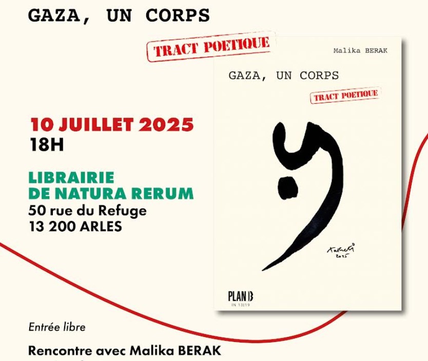 De natura rerum et les éditions Plan B vous invitent à une rencontre - lecture - dédicace avec Malika Berak autour de son tract poétique récemment paru.
